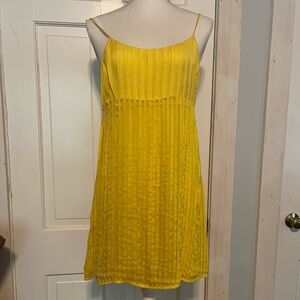 ALICE+OLIVIA SCOOP NECK YELLOW SILK SPAGHETTI STRAP COCKTAIL DRESS SIZE:S